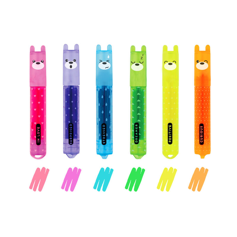 Legami Erasable Mini Highlighters - Teddy's Mood/Teddy's Style