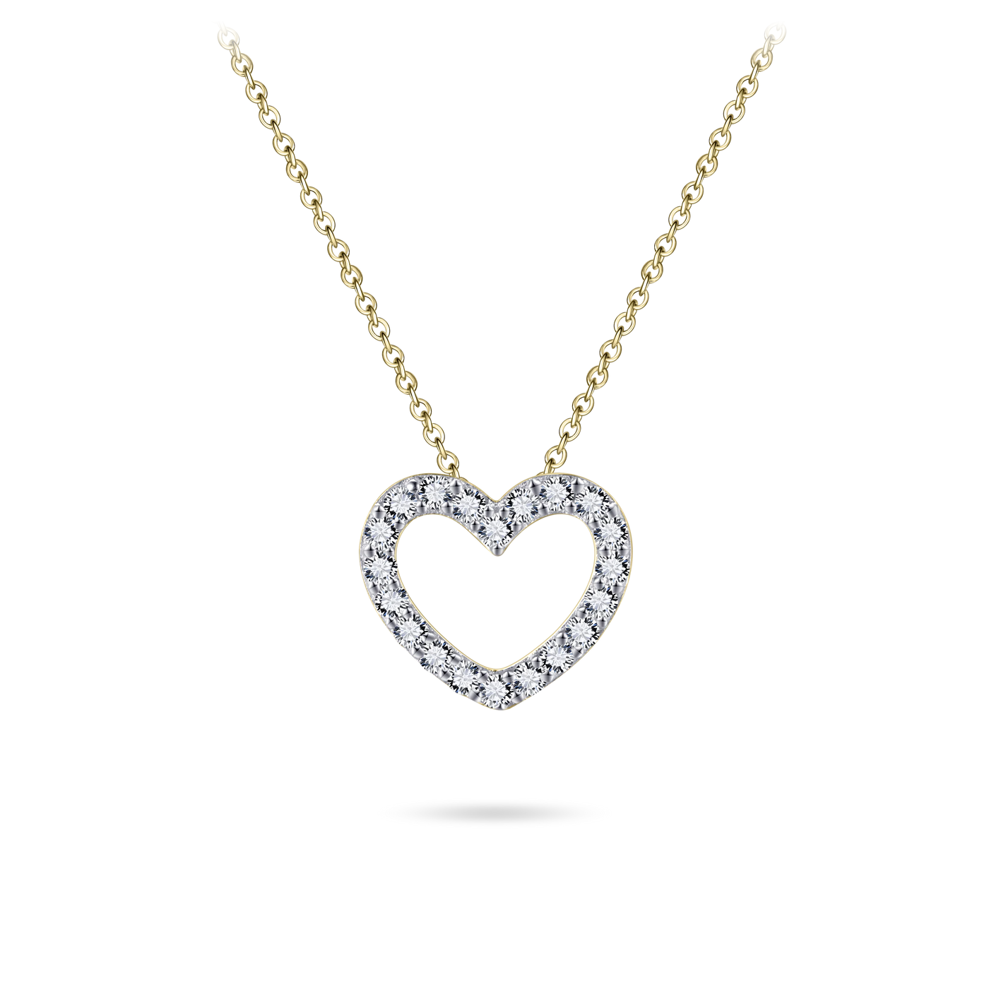 Gisser Sterling Silver Necklace - Gold/Silver Sparkling Heart Necklace