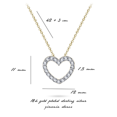 Gisser Sterling Silver Necklace - Gold/Silver Sparkling Heart Necklace