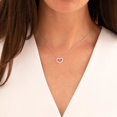 Gisser Sterling Silver Necklace - Gold/Silver Sparkling Heart Necklace