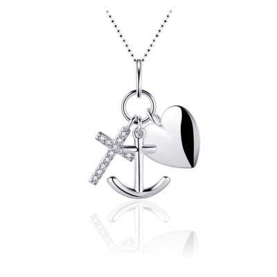 Gisser Sterling Silver Necklace - Trio Heart/Anchor/Cross