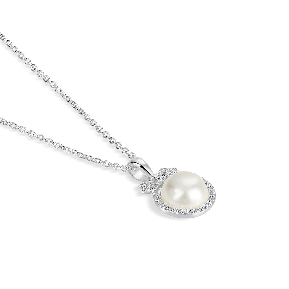 Newbridge Silverware Pendant - Silver Plated Pearl Bow