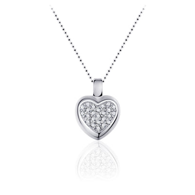 Gisser Sterling Silver Necklace - Gold/Silver Sparkling Full Heart Necklace