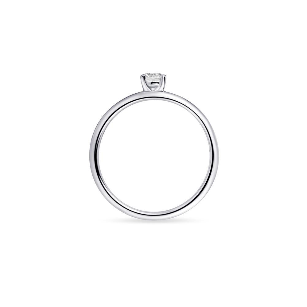 Gisser Sterling Silver Ring - Zirconia Solitaire  - 4mm