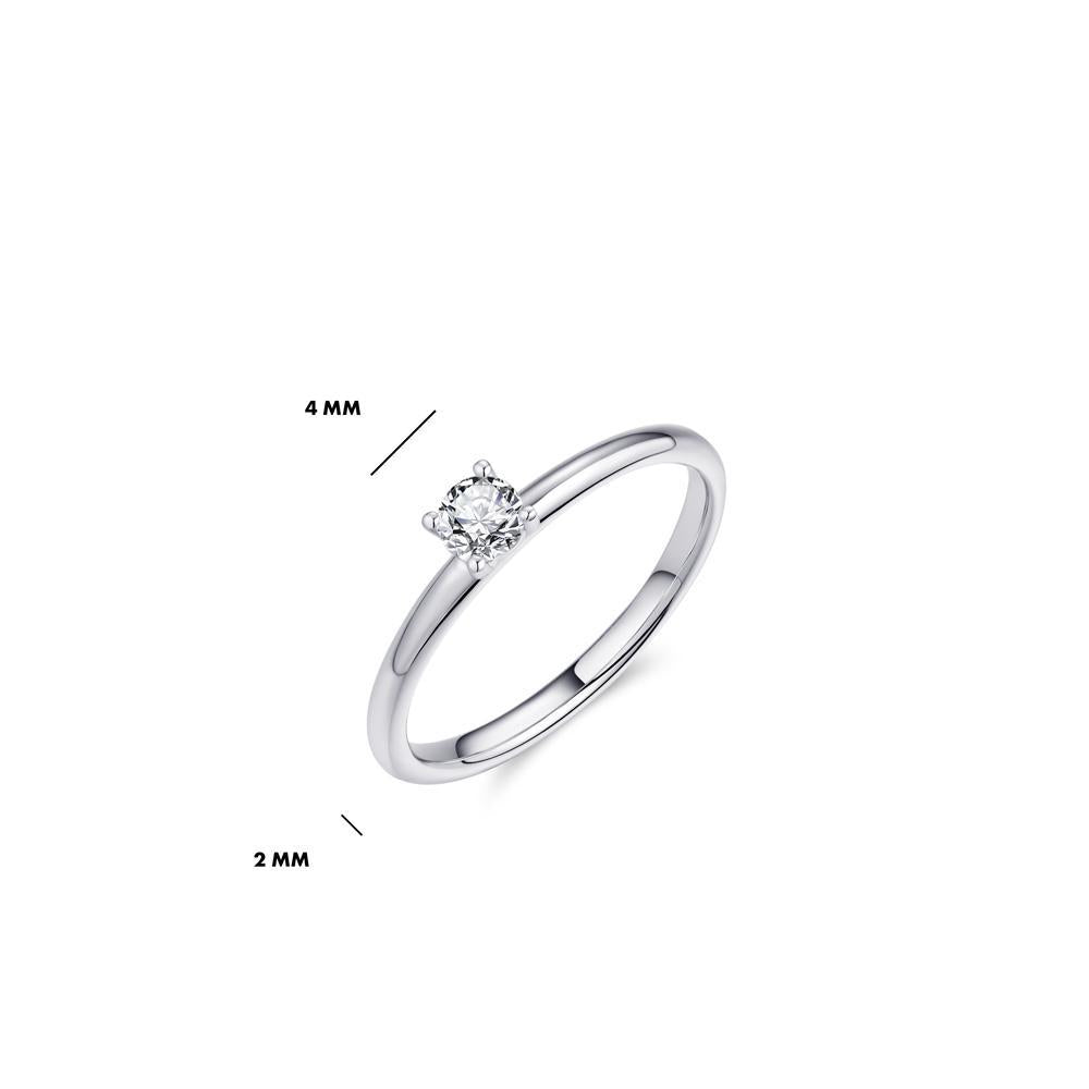 Gisser Sterling Silver Ring - Zirconia Solitaire  - 4mm