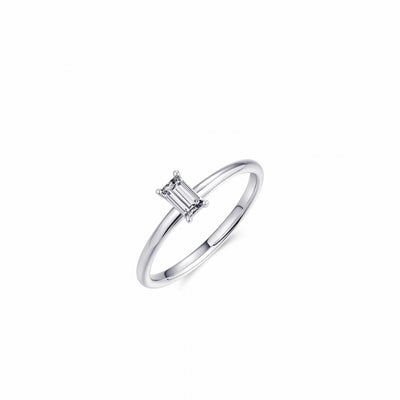 Gisser Sterling Silver Ring - Rectagular Solitare Zirconia Stone