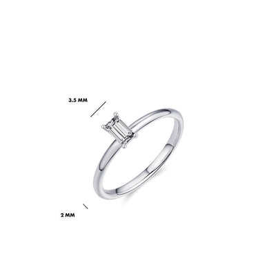 Gisser Sterling Silver Ring - Rectagular Solitare Zirconia Stone
