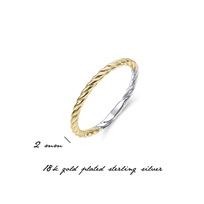 Gisser Sterling Silver Ring - Gold Plated Silver Rope Stackable