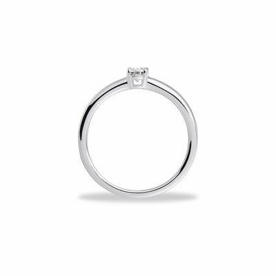 Gisser Sterling Silver Ring - Solitaire Zirconia Band - 4mm