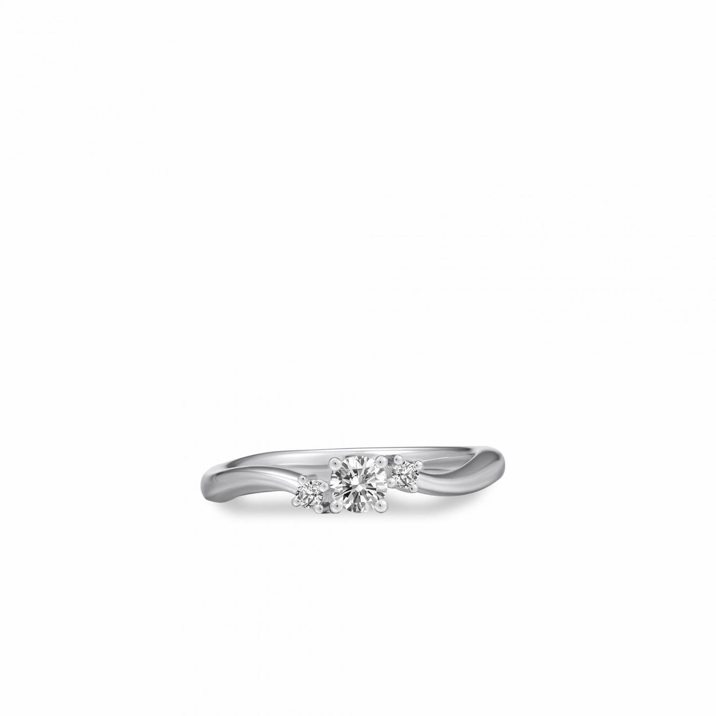 Gisser Sterling Silver Ring - Trilogy Wave Band with Zirconia Stones