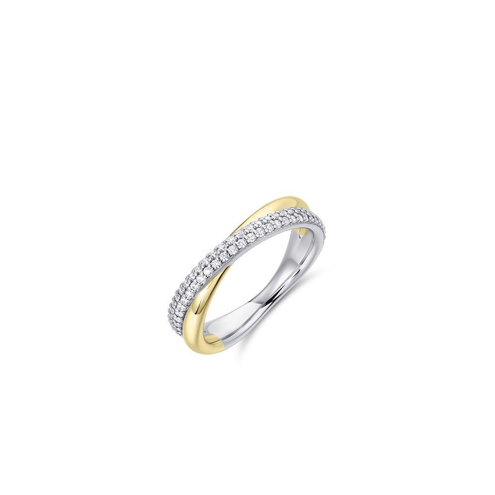 Gisser Sterling Silver Ring - Crossing Bold Pave Band