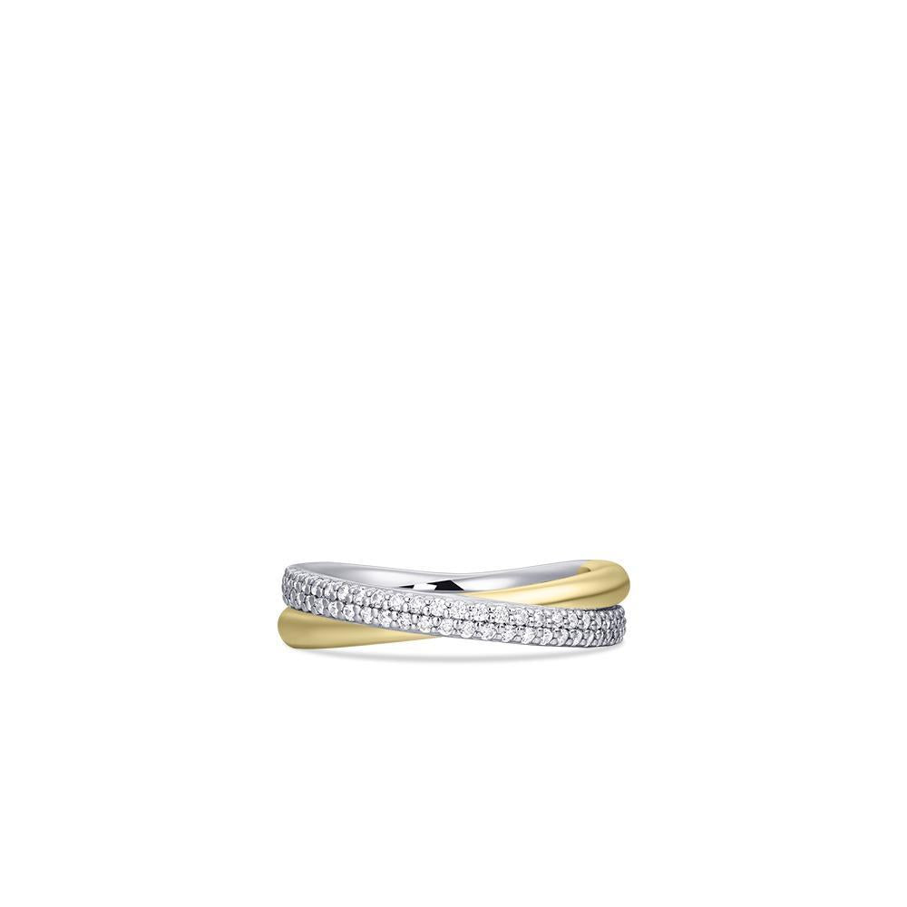 Gisser Sterling Silver Ring - Crossing Bold Pave Band