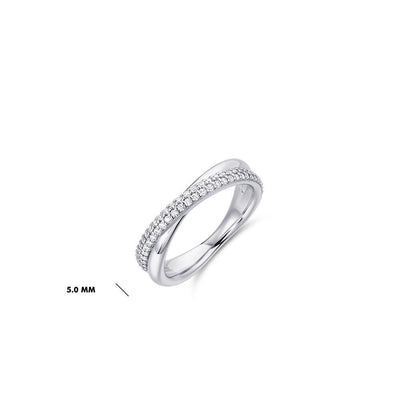 Gisser Sterling Silver Ring - Crossing Bold Pave Band