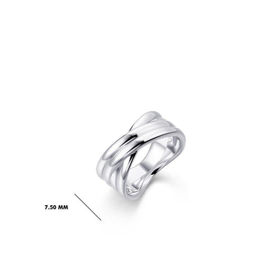 Gisser Sterling Silver Ring - Maxi Crossover Bold Band - 10mm