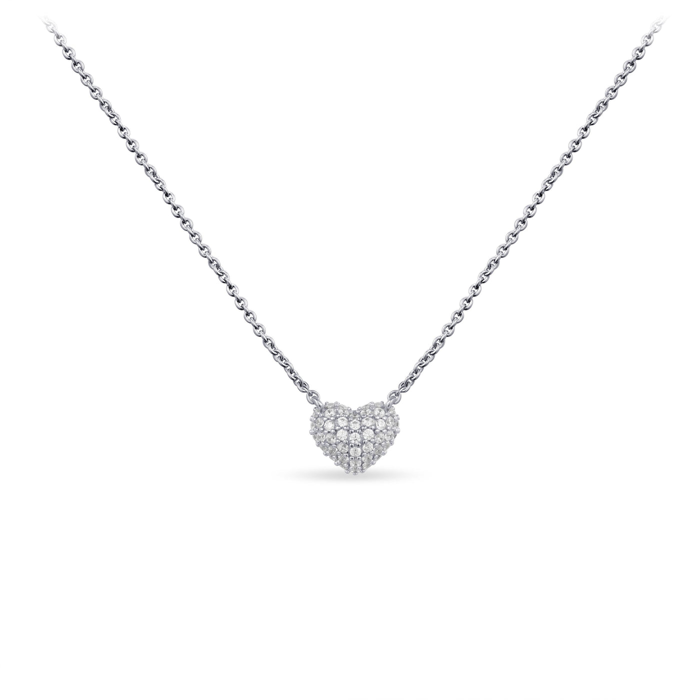 Gisser Sterling Silver Necklace with Pave Setting Heart