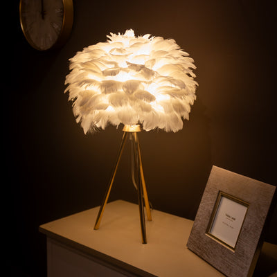 Tara Lane Table Lamp -  Pink/White Feather