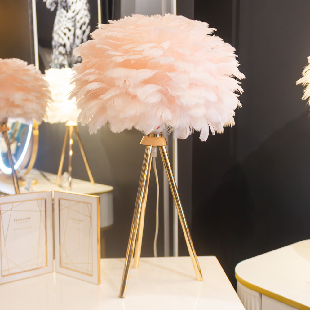 Tara Lane Table Lamp -  Pink/White Feather