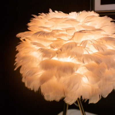 Tara Lane Table Lamp -  Pink/White Feather