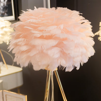 Tara Lane Table Lamp -  Pink/White Feather