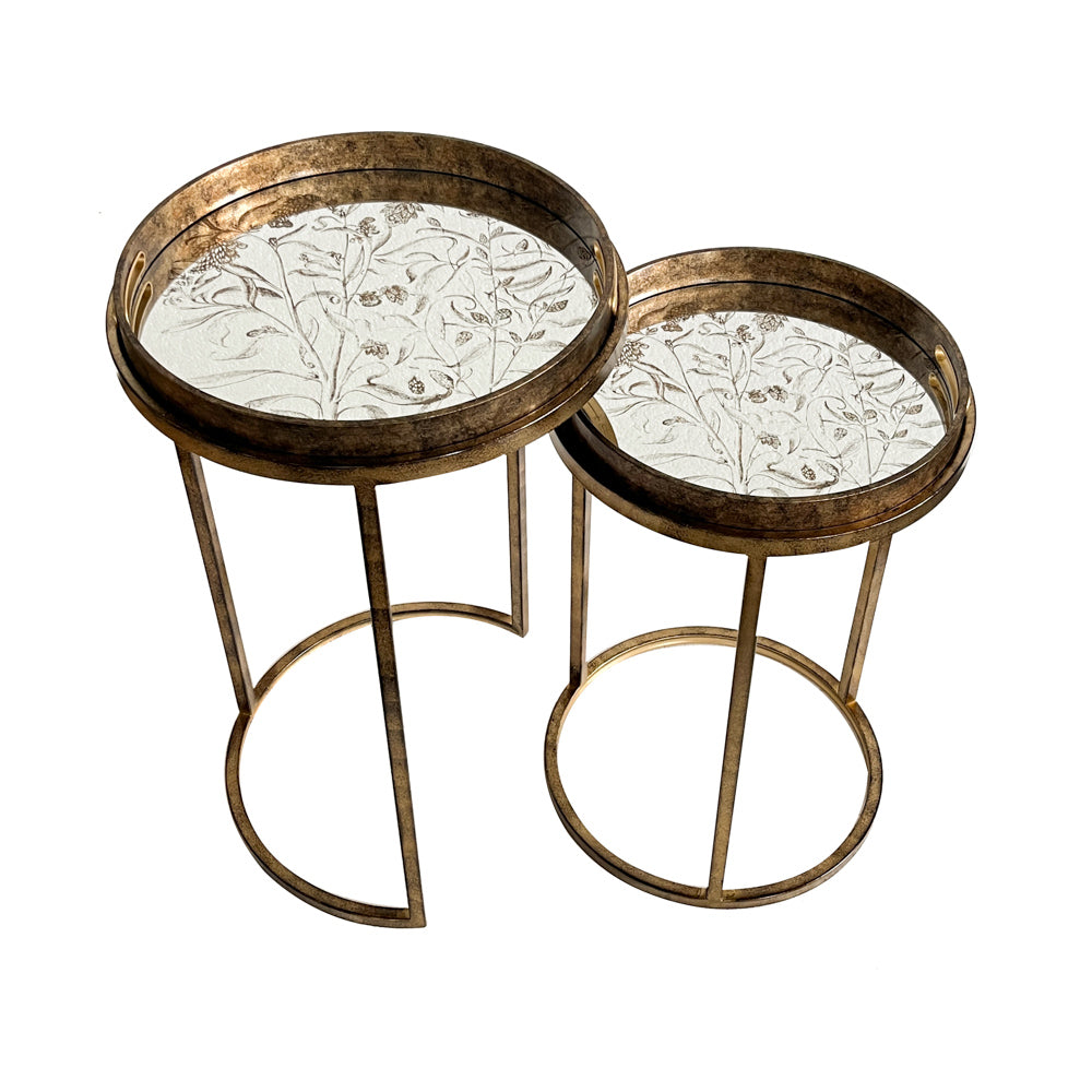 Tara Lane Furniture - Vela Set of 2 Gold Tray Accent Tables