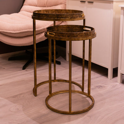 Tara Lane Furniture - Vela Set of 2 Gold Tray Accent Tables