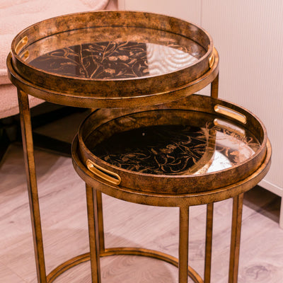 Tara Lane Furniture - Vela Set of 2 Gold Tray Accent Tables