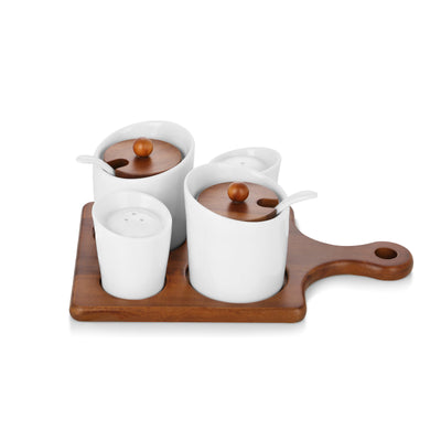 Newbridge Silverware Ceramic and Wood Condiment Set