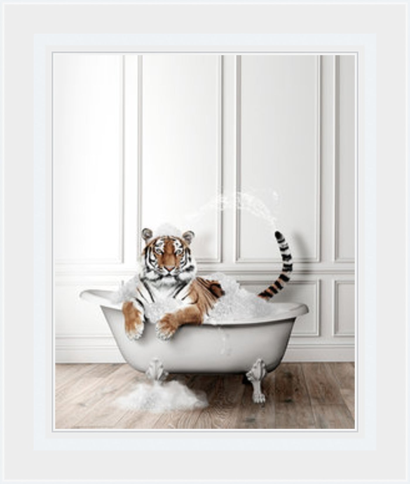 Bathroom Tiger In Bath - Art On Glass- **CLICK & COLLECT ONLY**
