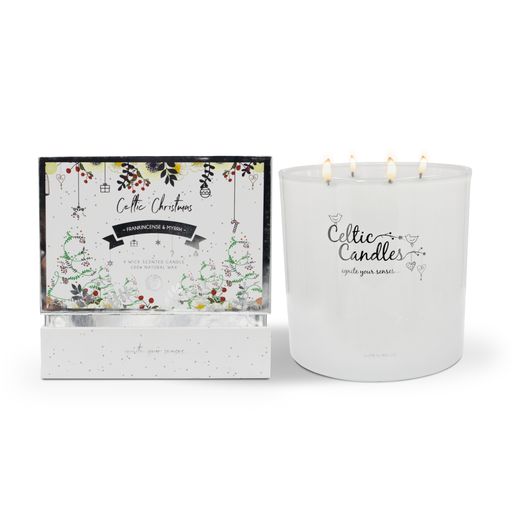 Celtic Candles Christmas 2023 Luxury 4 Wick Candle - Cinnamon & Winter Berries/Frankincense and Myrrh