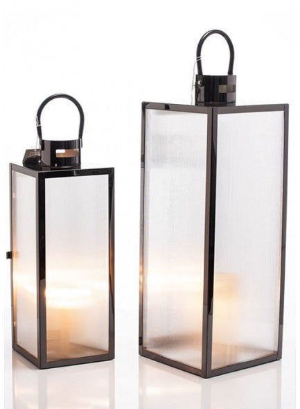 The Grange Collection Black Stainless Steel Lantern - Set of 2