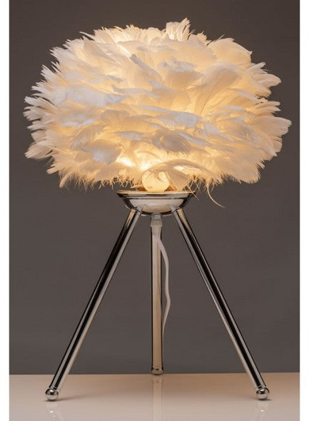 The Grange Interiors Chrome Tripod Lamp with Feather Shade