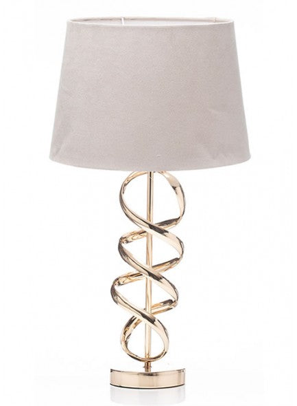 The Grange Interiors Golden Base Table Lamp with Beige Velvet Shade