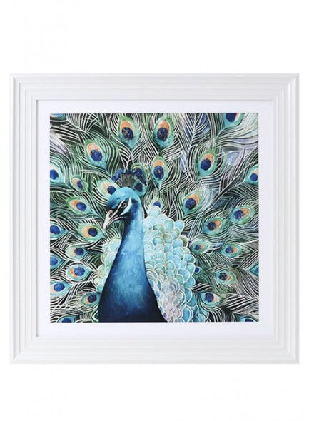 Stonewall Gallery Framed & Mounted Textured Peacock Picture  **CLICK & COLLECT ONLY**