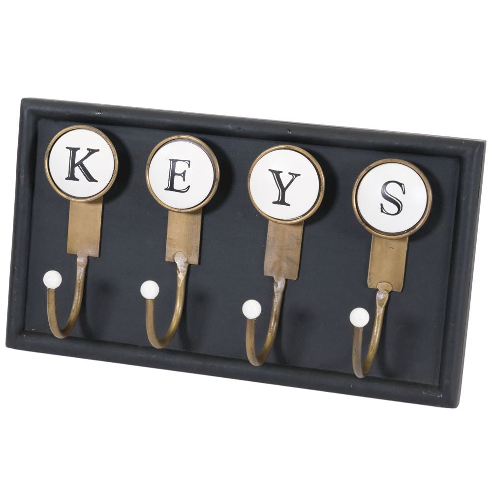 Fern Cottage Brass/Silver Key Hooks on Wood