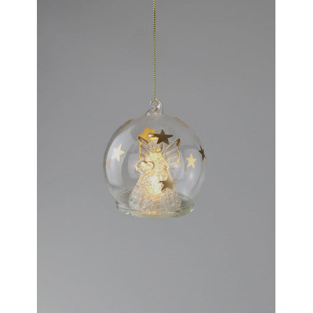 Christmas LED Collection - Glass Angel & Stars LED Hanging Decoration