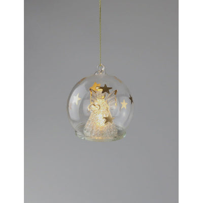 Christmas LED Collection - Glass Angel & Stars LED Hanging Decoration
