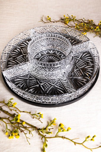 Killarney Crystal Trinity Lazy Susan Serving Set PQ4