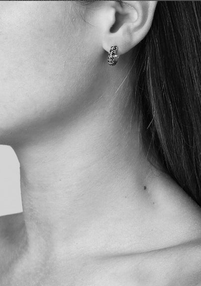 Dyrberg Kern Earrings - Heidi Gold/Silver With Clear Crystal Hoops