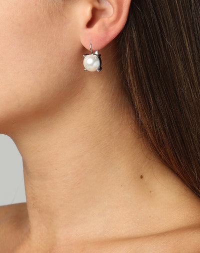 Dyrberg Kern Earrings - Agneta Silver Hook with White Pearl