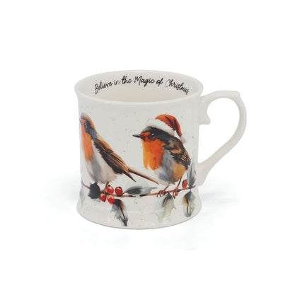 Tipperary Crystal Christmas Robins Mug - Set of 2