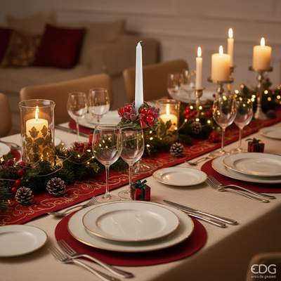 Christmas Candle Holder Ring - Red Berries