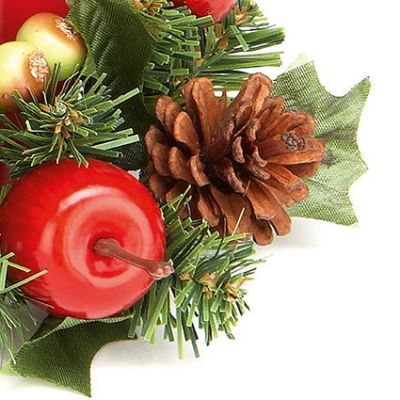 Christmas Candle Holder Ring - Red Apples, Cones & Berries