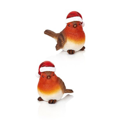 Christmas Ornament - Christmas Hat Red Robin Figurine
