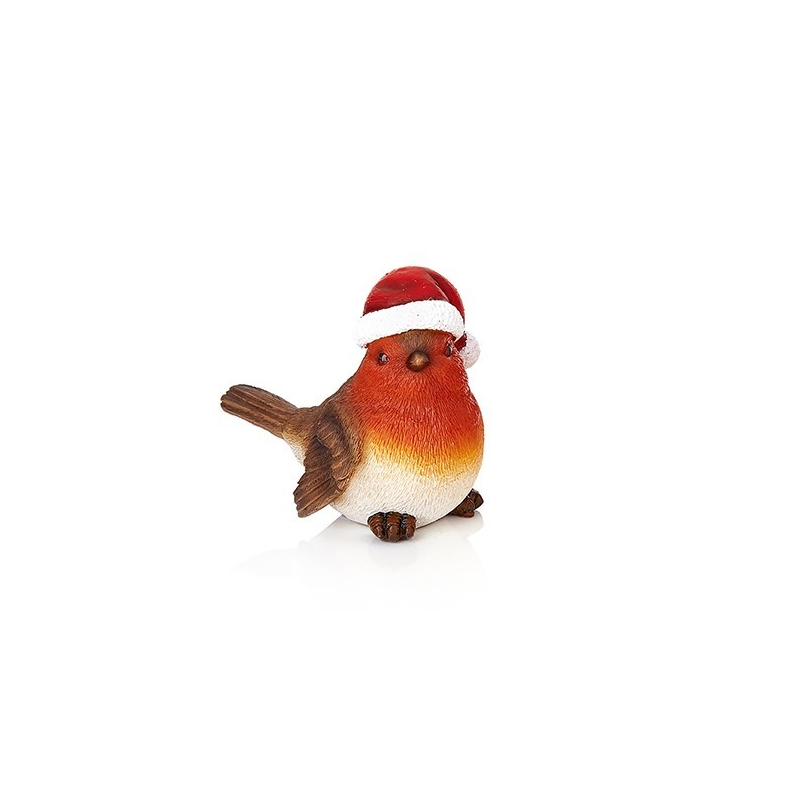 Christmas Ornament - Christmas Hat Red Robin Figurine