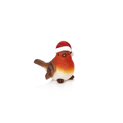 Christmas Ornament - Christmas Hat Red Robin Figurine