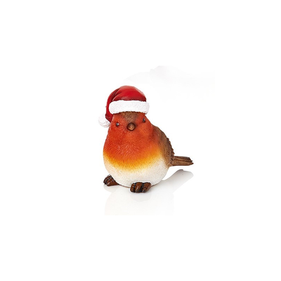 Christmas Ornament - Christmas Hat Red Robin Figurine