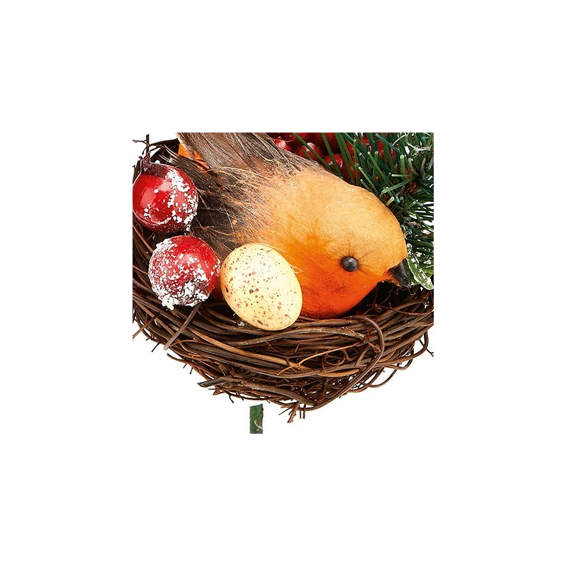 Christmas Floristry Pick - Robin in Nest
