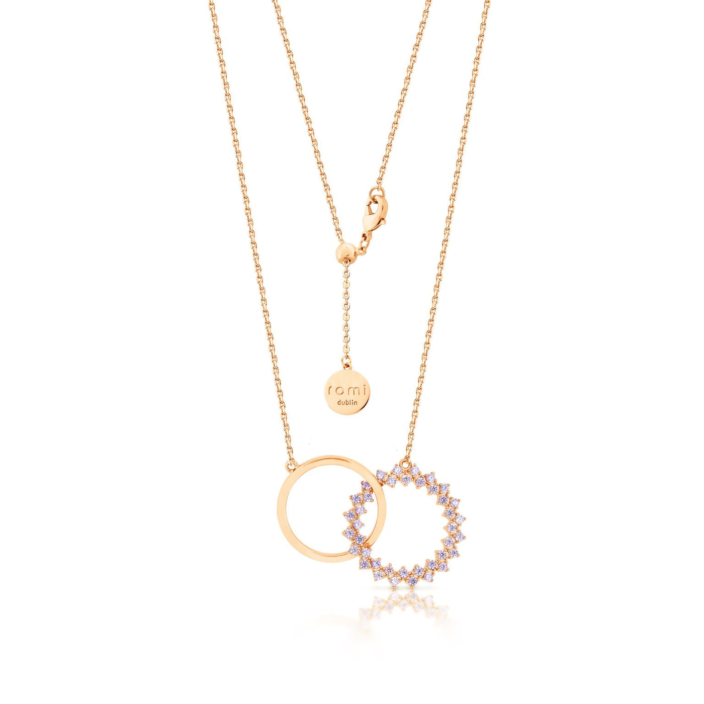 Romi Necklace - Purple Interlocking Pendant - Rose Gold/Silver/Gold Plated