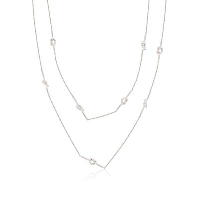 Romi Necklace - Love Knot Double Length - Rose Gold Plated/Silver