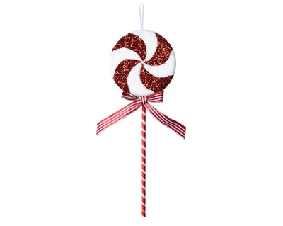 Red & White Polyfoam Candy Lollipop Decoration with Glitter